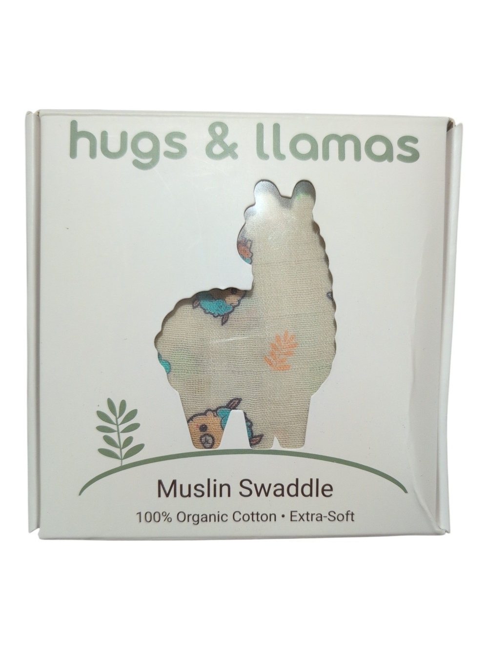 Hugs & Llamas Cream Muslin Swaddle - Organic Cotton